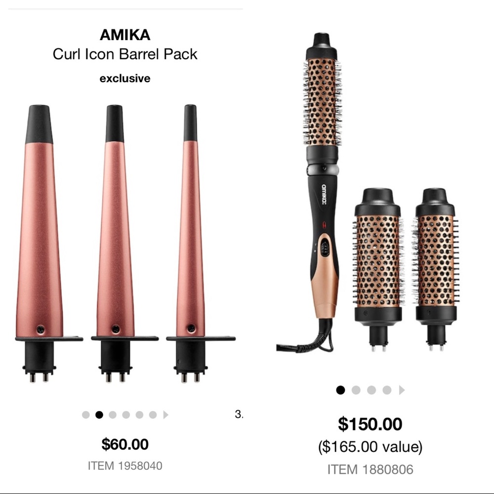 Amika blow out brush and curl barrel pack like new